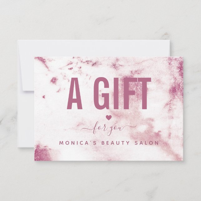 Chic Pink Marble Elegante Glam Beauty Salon Modern (Frente)