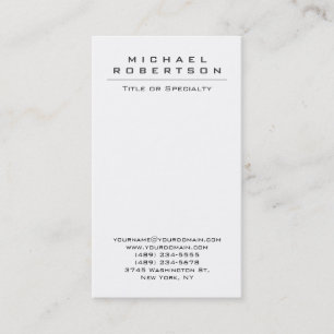 Chic Plain Vertical White Single Cartão de visita