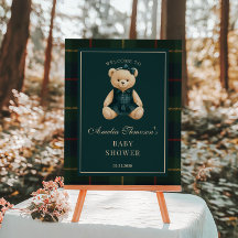 Chic Preppy Teddy Bear Baby Shower Welcome 