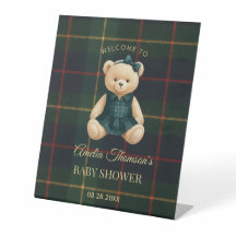Chic Preppy Teddy Bear Chá de Bebê