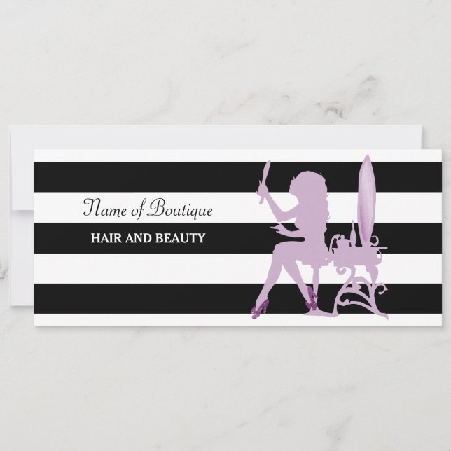 Chic Purple Girl Stripes Salon Gift Certificate (Frente)