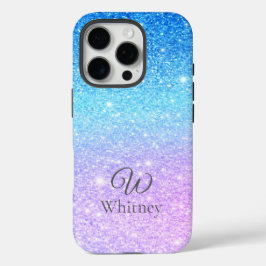 Chic Purple Ombre Blue Glitter Modern             