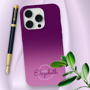 Chic Purple Ombro Name Letra Inicial Monograma