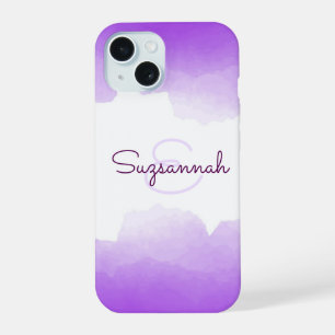 Chic Purple Ombro Name Letra Monograma capas de ip