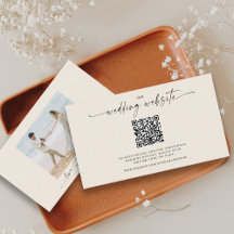 Chic QR Code Wedding Website Cartão de Gabinete de