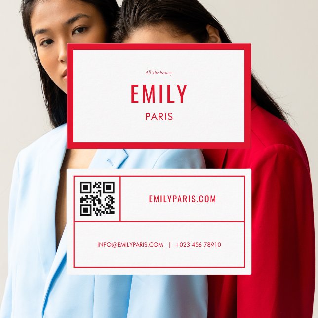 Chic Red Fashion / Código QR de Cartão de visita d (Criador carregado)