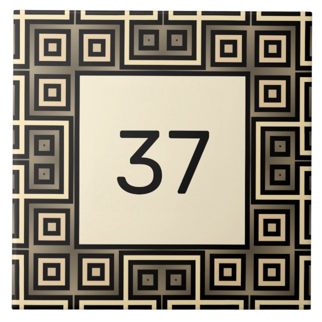 Chic Rico Deco Ivory & Cinza House Number Plath (Frente)