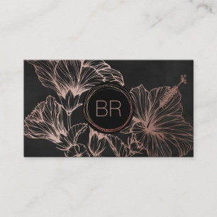 Chic Rosa Dourado Floral Cartão de Visita Monogr