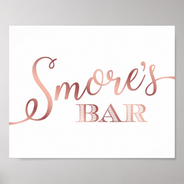 Chic Rosa Dourado SMORES BAR - Sinal Impressão (Frente)