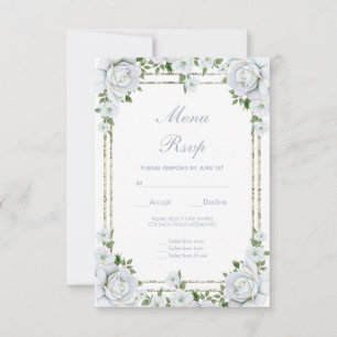 Chic Rosas e Menu de RSVP Floral com Borda Pratead