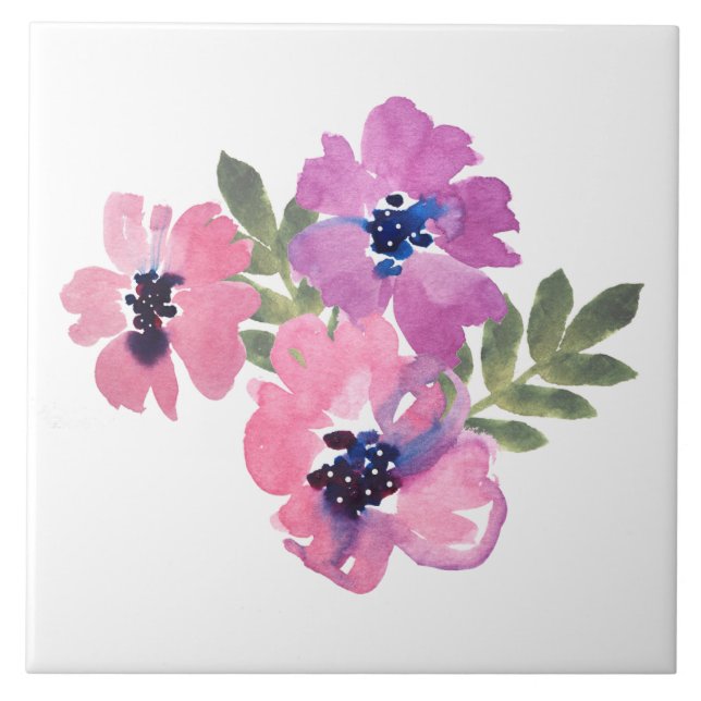 Chic Rústico Floral Aquarela Rosa Branco (Frente)