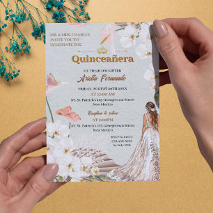 Chic Sage & Blush Floral Quinceañera Convite