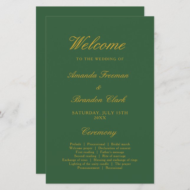 Chic Sage Green e Dourado casamento elegante (Frente/Verso)