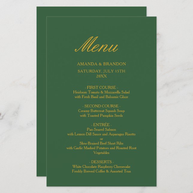 Chic Sage Green e Dourado casamento elegante (Frente/Verso)