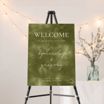 Chic Sage Olive Shimmer Weding Welcome