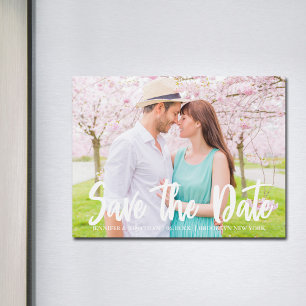 Chic Save the Date Noivado Photo Magnetic Card (Sa