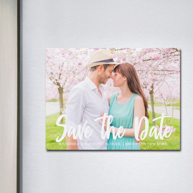 Chic Save the Date Noivado Photo Magnetic Card (Sa (Criador carregado)
