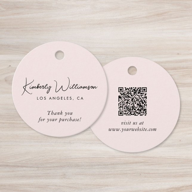 Chic Script Business QR Code Etiqueta de Presente  (Criador carregado)