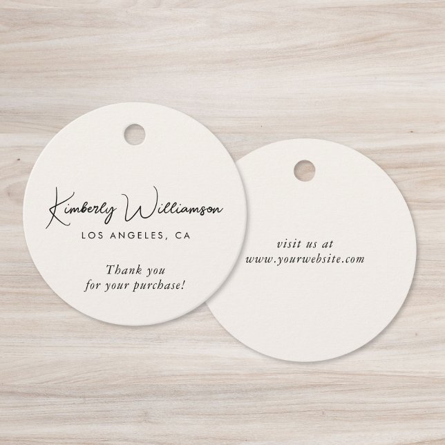 Chic Script Negócios Etiqueta de Presente Creme (Chic Script Business Cream Thank You Gift Tag)