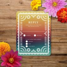 Chic Sunset Gradient Papel Picado Resposta Nupcial