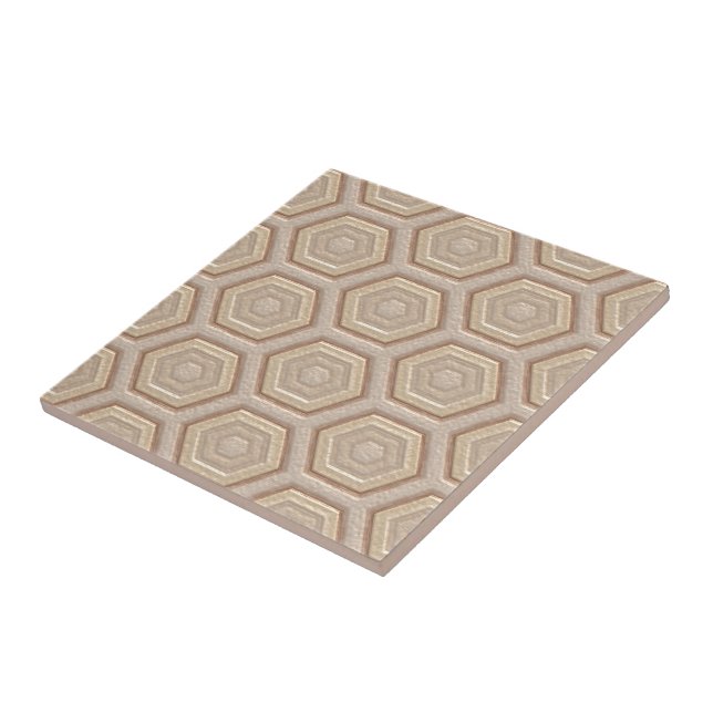 Chic Taupe Beige Tan Brown Honeycomb Arte Mosaica (Lateral)