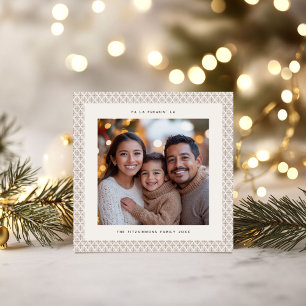 Chic Taupe e White Snowflake Cartão de Natal