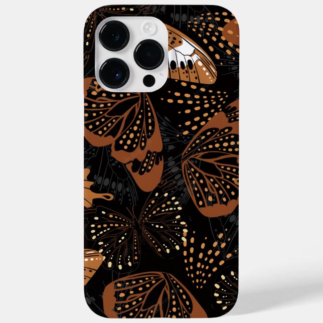 Chic Terracotta Brown and Black Butterfly Pattern (Verso)