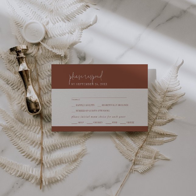 Chic Terracotta Rust Menu Escolha RSVP Placa (Criador carregado)