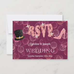 Chic Top Hat & Lady Shoe Bubbly RSVP Casamento