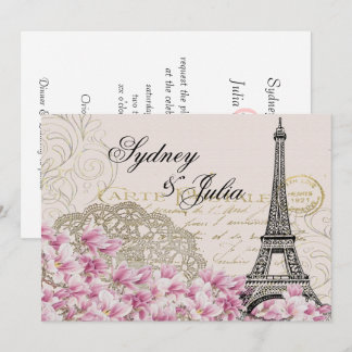 Chic, Vintage, Paris, Convite para Casamento