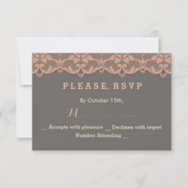 Chic Vintage Peach Cinza Lace Casamento RSVP