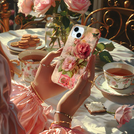 Chic Vintage Pink Floral Tarned Papyrus