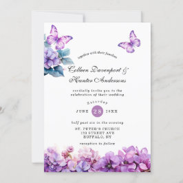 Chic Violet Hydrangea Butterfly Convite Para Casam