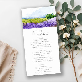 Chic Watercolor Lavanda Fields Wedch Menu Card