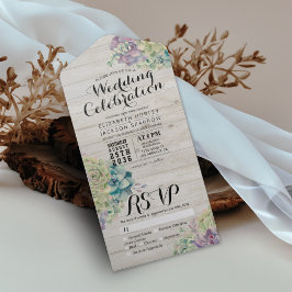 Chic Watercolor - Rustic Wood Weding RSVP
