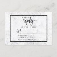 Chic White e Cinza Marble Weding Responde RSVP