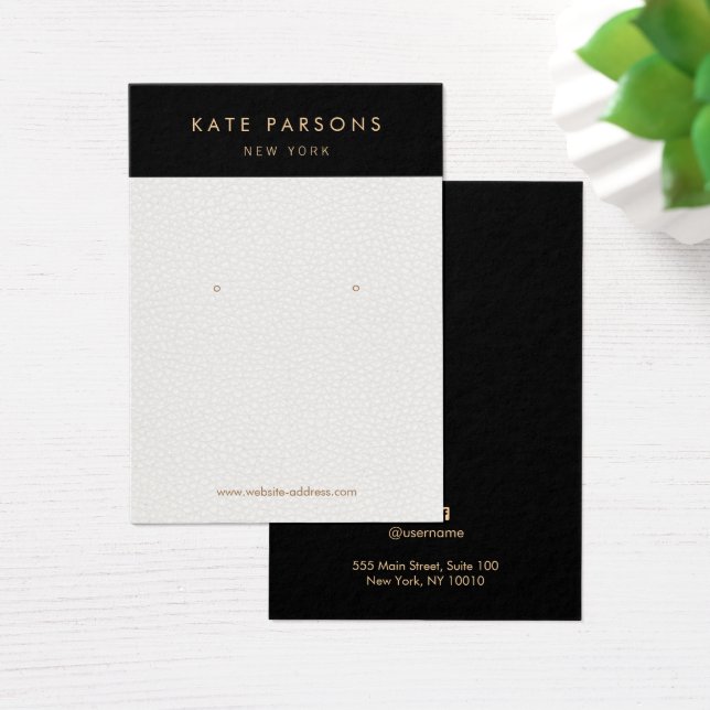 Chic White Leather Earring Jewelry Display Card (Mesa)