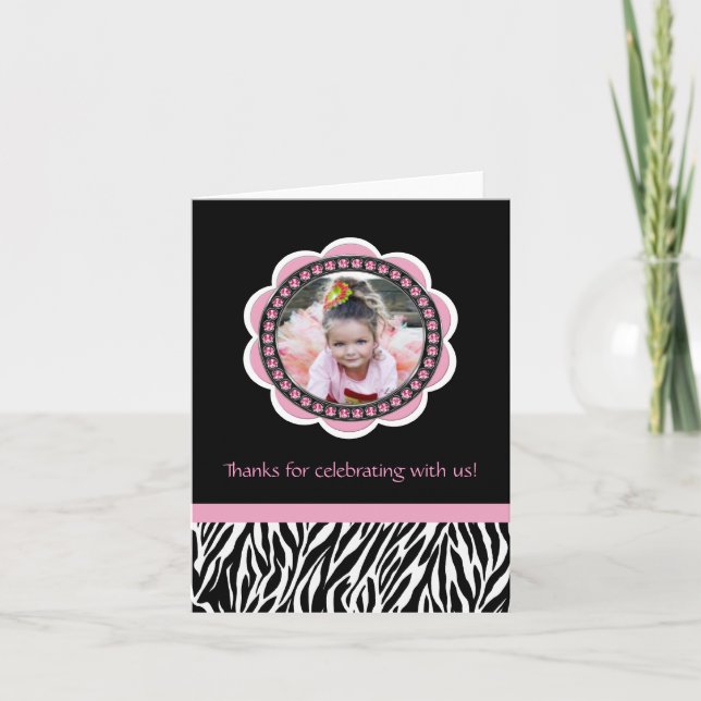 Chic Zebra Aniversário Obrigado Cartões (Frente)