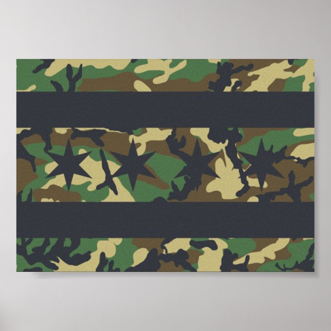 Chicago Flag Camo Design Poster (Frente)