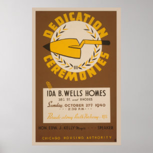 Chicago Ida B Wells Dedicação Poster vintage WPA
