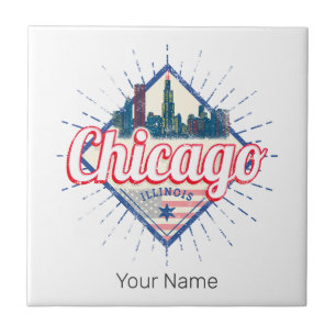 Chicago Illinois Estados Unidos Retro Skyline EUA