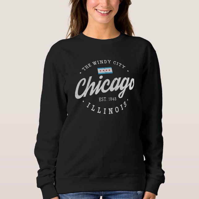 Chicago Illinois Flag Camisetas Vintage Skyline Me (Frente)