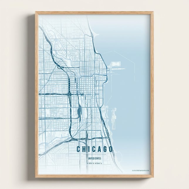 Chicago Ocean Map Print Wall art Poster Gift Idea (Criador carregado)