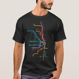 Chicago Trains Mapeia Camiseta Clássica
