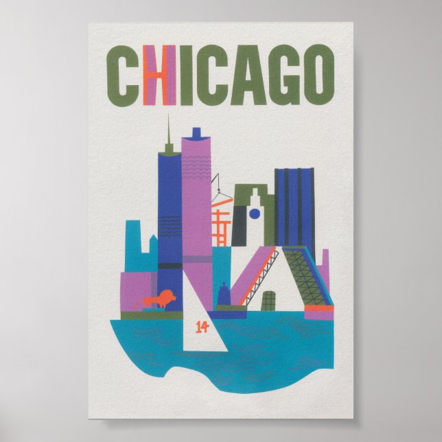 Chicago Vintage Travel Poster (Frente)