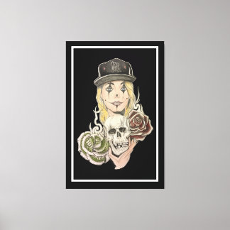 Chicano Art Black Canvas