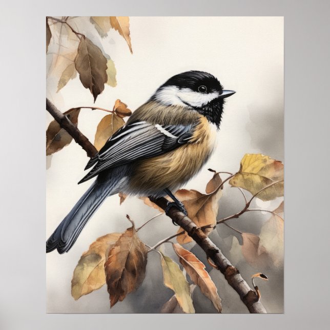 Chickadee Bird Art Impressão (Frente)