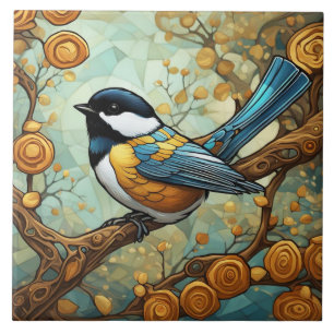 Chickadee Bird Art Nouveau Art Deco Tit do Excelen
