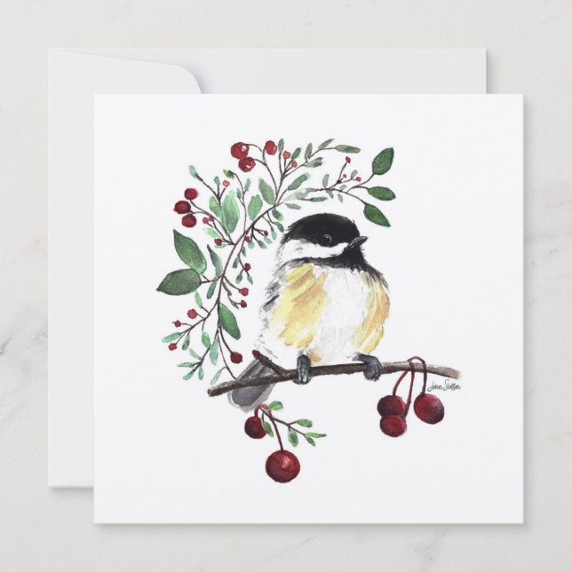 Chickadee Bird Watercolor (Frente)