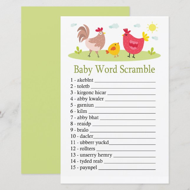 Chicken Baby word scramble game (Frente/Verso)